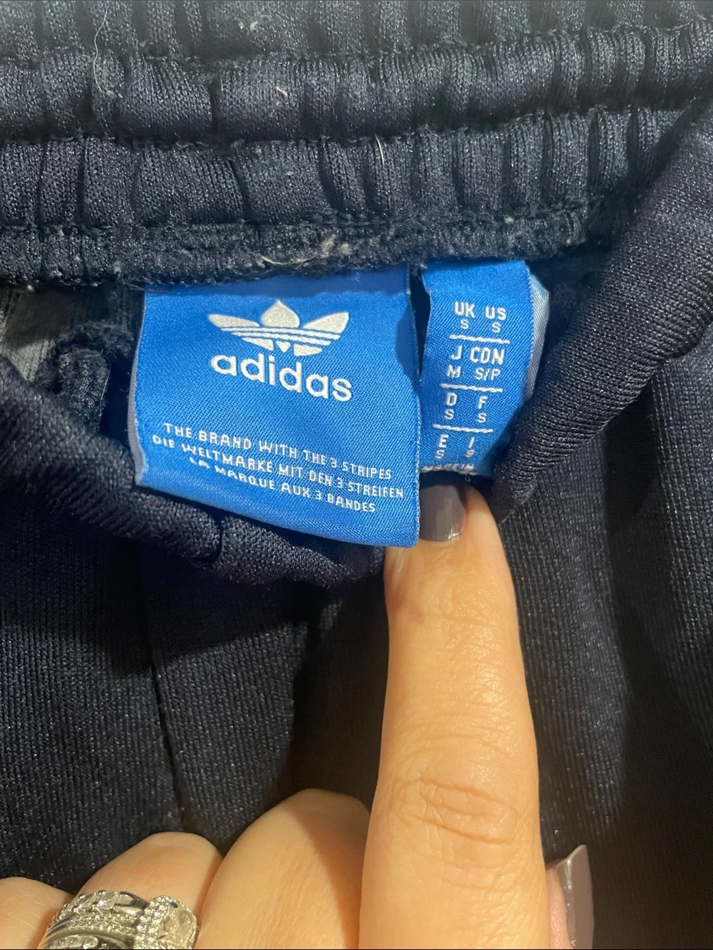 Navy adidas Joggers with Red Side Stripes Sz M Small